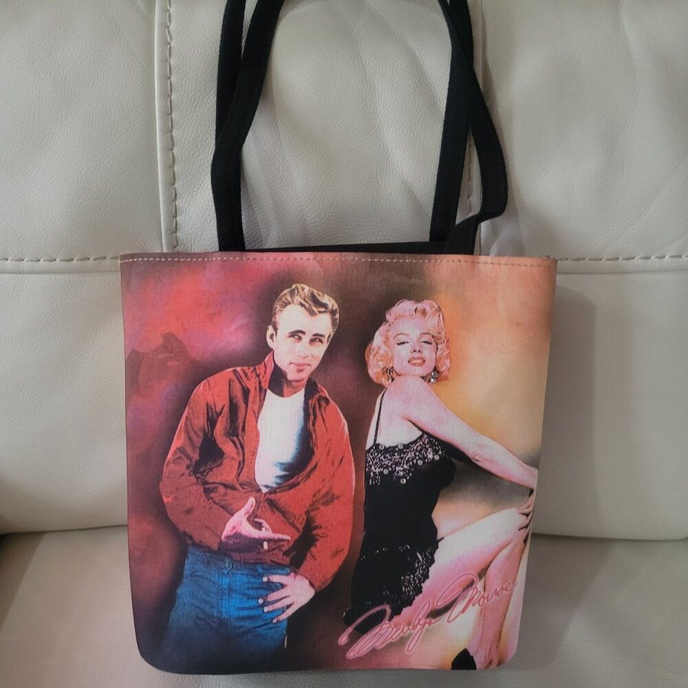 James Dean & Marilyn Monroe Vintage Canvas Tote Bag - Pop Art Style